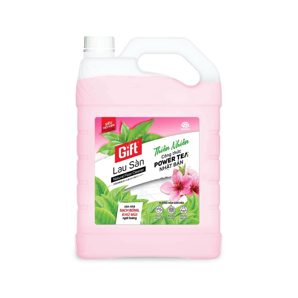 Lau sàn Gift Sakura Anh Đào can 3kg8 lau sàn/nền gạch/đá/gỗ chống trơn trượt thơm lâu khử mùi đuổi muỗi