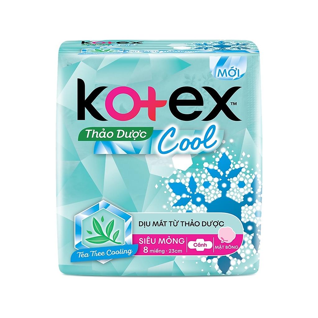 Băng Vệ Sinh Siêu Mỏng Không Cánh 23cm 8 Miếng Kotex MaxCool Mặt Bông Mềm Mại