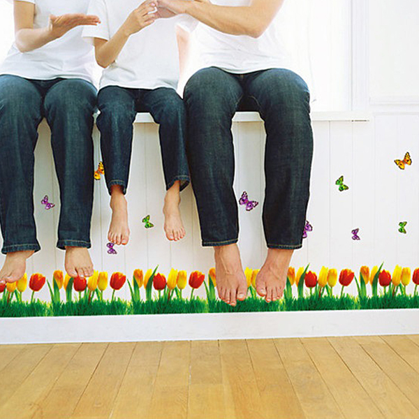 Decal Dán Chân Tường Hoa Tulip - 2 Bộ