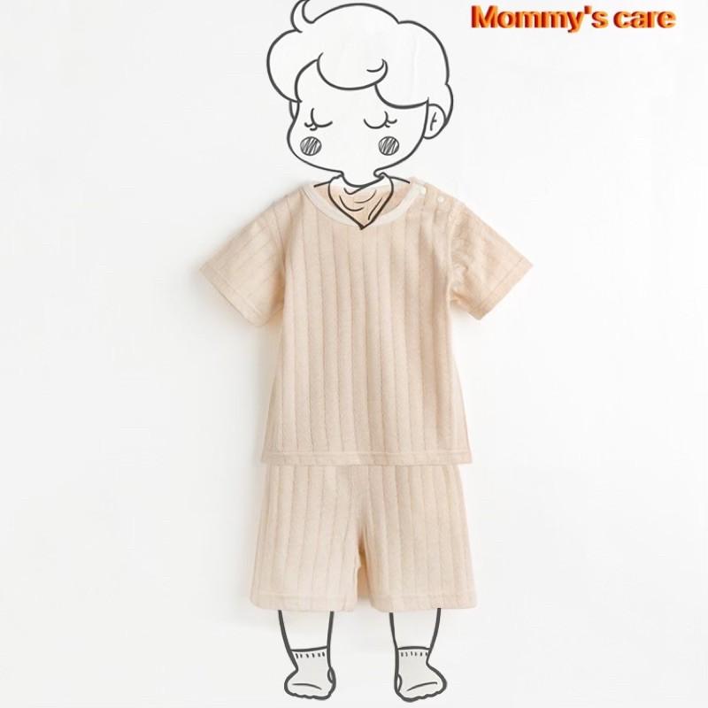 Bộ cộc hè 100% cotton hữu cơ cúc vai MOMMY'S CARE cho bé 0-24 tháng tuổi