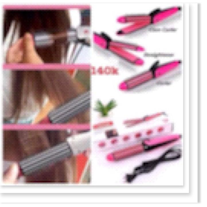 Lược điện đa năng uốn-bấm-duỗi tóc 3in1 No.va.8890