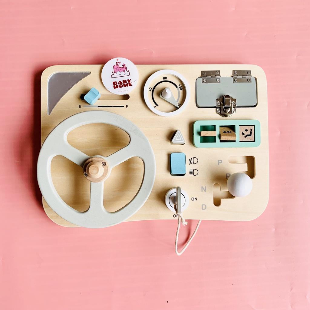 Đồ chơi Giáo dục Bảng bận rộn Busy Board có vô lăng rèn luyện vận động tinh cho bé