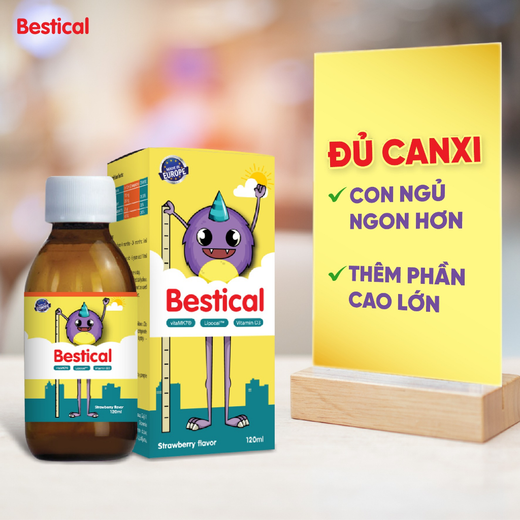 Bổ sung Canxi Bestical, có thêm D3 K2 cho bé, giúp giảm còi xương, tăng chiều cao cho trẻ - Chai 120ml