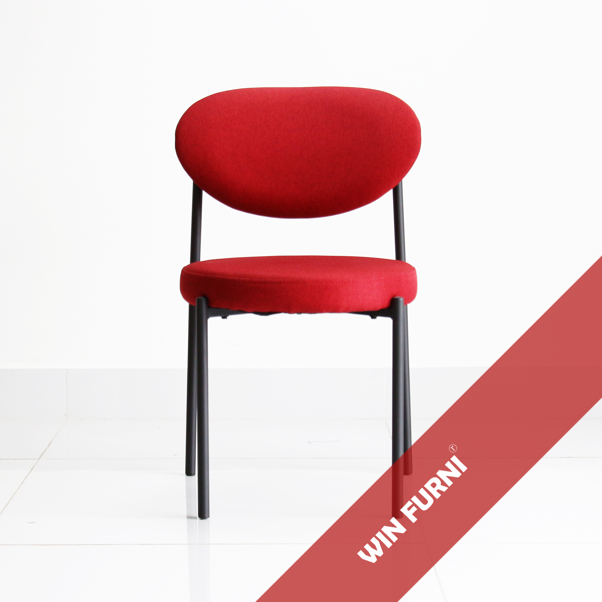 Ghế Bàn Ăn WINFURNI Enjoy Chair WC187 - Mặt Nệm Vải Bố Nhung Sang Trọng - Chân Sắt Sơn Tĩnh Điện Đen Mờ