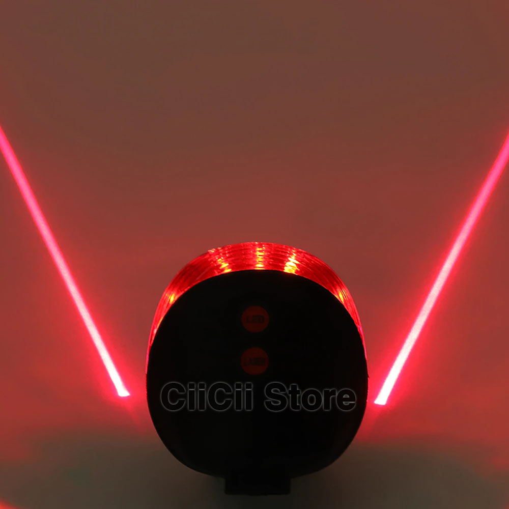 Đèn Led Hậu Xe Đạp Có Laser Cảnh Báo 2 Bên, Pin AAA - Hàng Nhập Khẩu