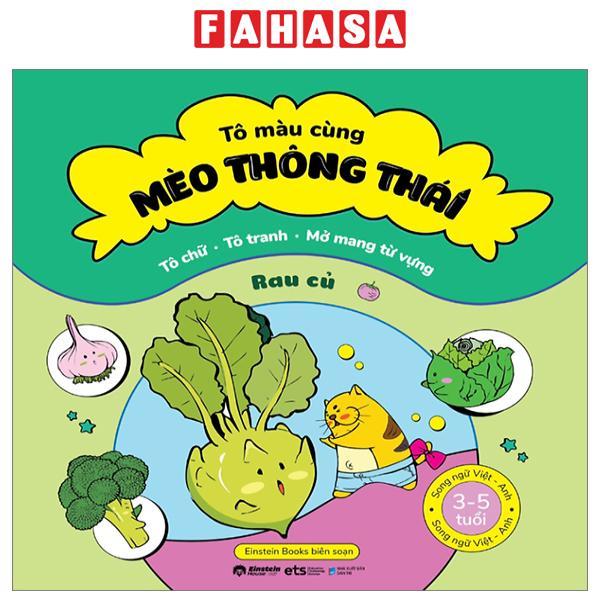 Tô Màu Cùng Mèo Thông Thái - Song Ngữ Việt-Anh - Rau Củ
