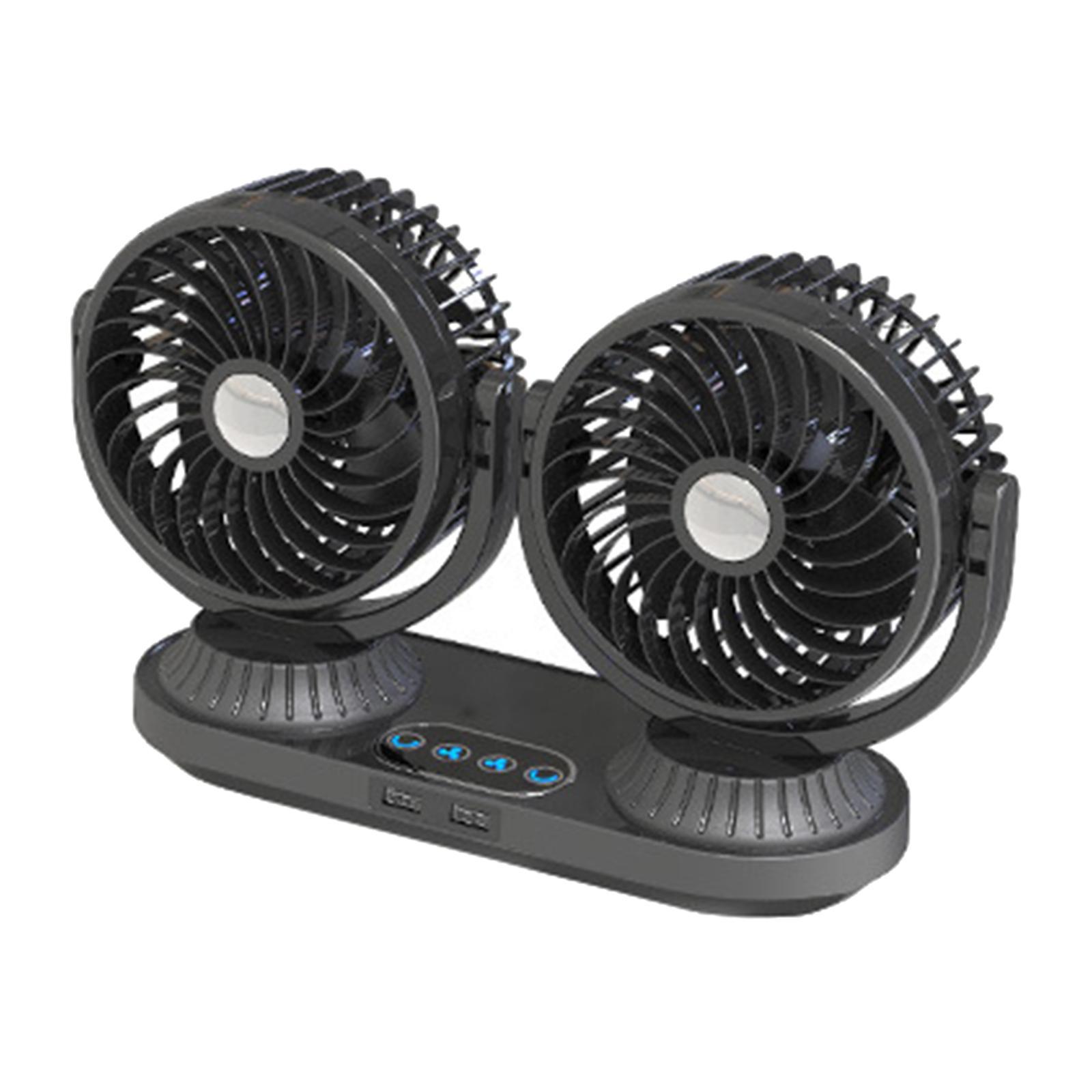 Dual Heads Car Fan 12V 24V Universal 360 Degree Rotating Air Circulation Fan