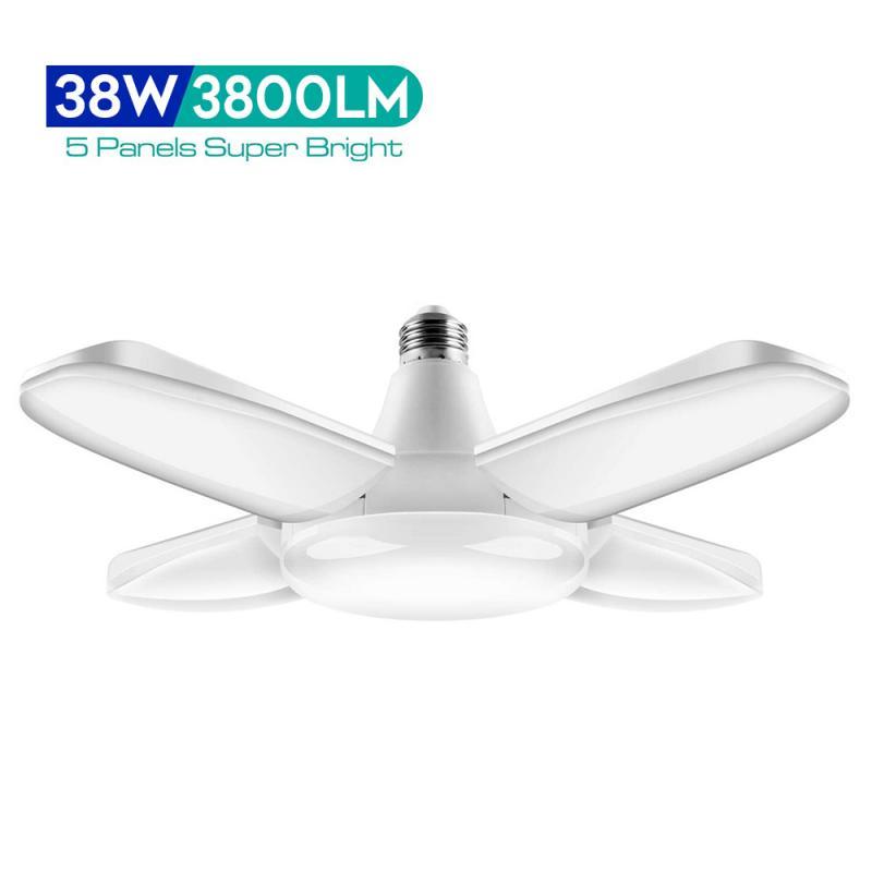 Đèn nhà để xe LED với 4 tấm có thể điều chỉnh E27 Cửa hàng trần Đèn làm việc 30W 80W 3800 bóng đèn cho hội thảo ánh sáng công nghiệp