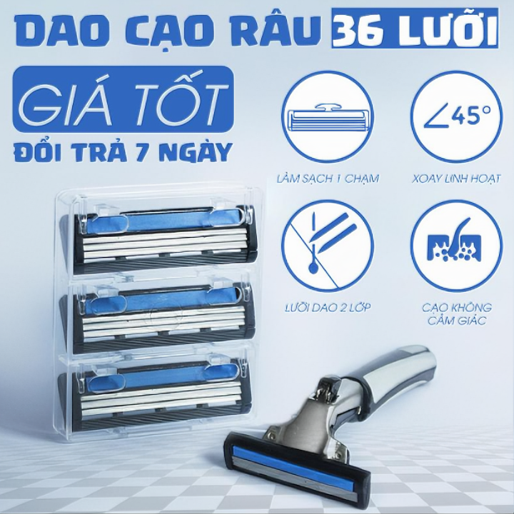 Dao cạo râu KG6S  gồm 36 lưỡi tặng kèm 1 dao cạo + 1 tuýp kem cạo râu cao cấp - Hàng chính hãng