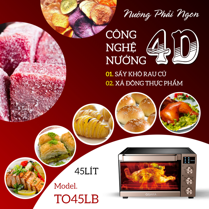 Lò Nướng Thùng Osaka TO45LB (45L) - Hàng Chính Hãng