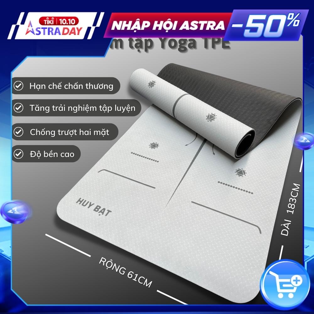 Thảm Yoga Thảm Tập Yoga Huy Bạt Rộng 66cm Dài 183cm Chất Liệu Tpe An Toàn Khi Tiếp Xúc Với Da Thân Thiện Với Môi Trường Độ Bám Cao Tặng Túi Lưới Rộng Rãi Và Dây Buộc Bản Lớn Thoải Mái Mang Thảm Tập – Định tuyến 610x6mm – Đen – Xám