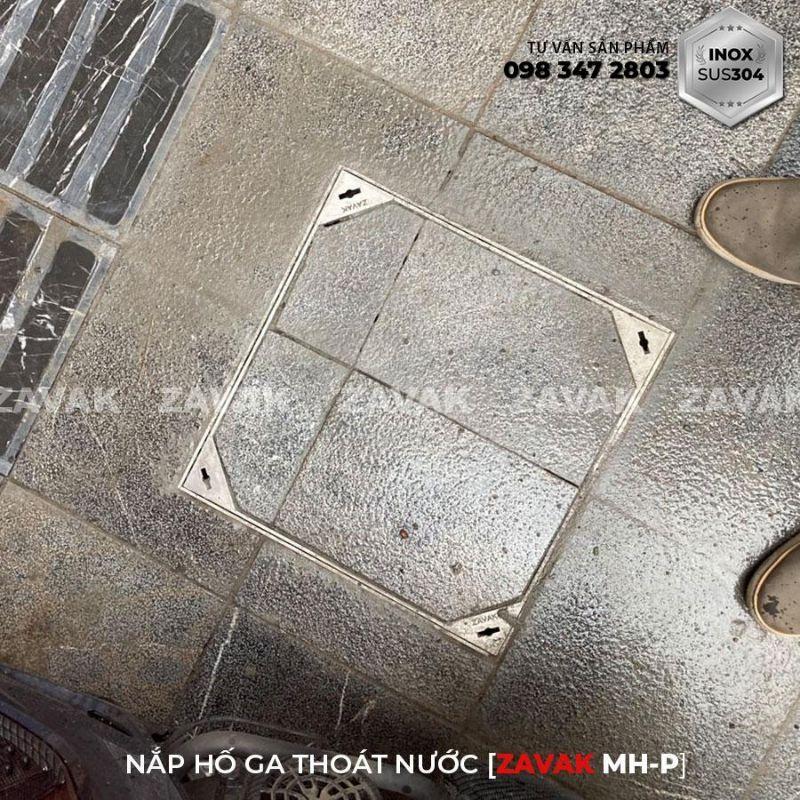 Nắp hố ga lát đá ZAVAK MHP*-AA50 KT50x50/ lát đá dày 4cm/ inox 304