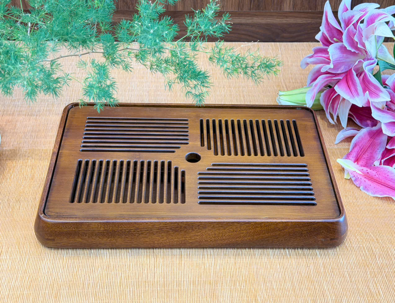 KHAY TRÀ TRE CÓ BỆ THOÁT NƯỚC - KÍCH THƯỚC 39X26X4.5CM