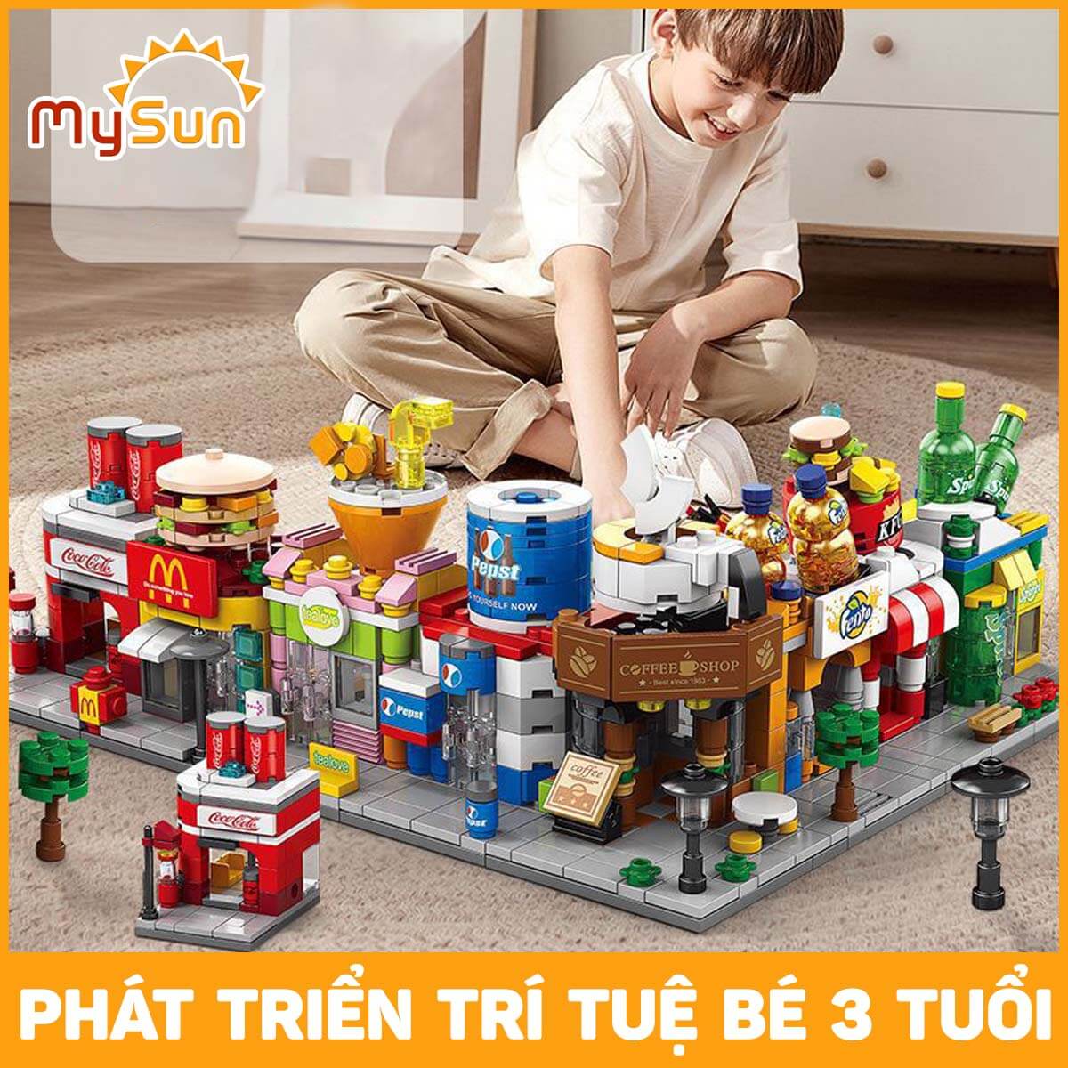 Bộ xếp hình ghép cửa hàng thành phố city đồ trò chơi trẻ em dành cho bé trai, bé gái