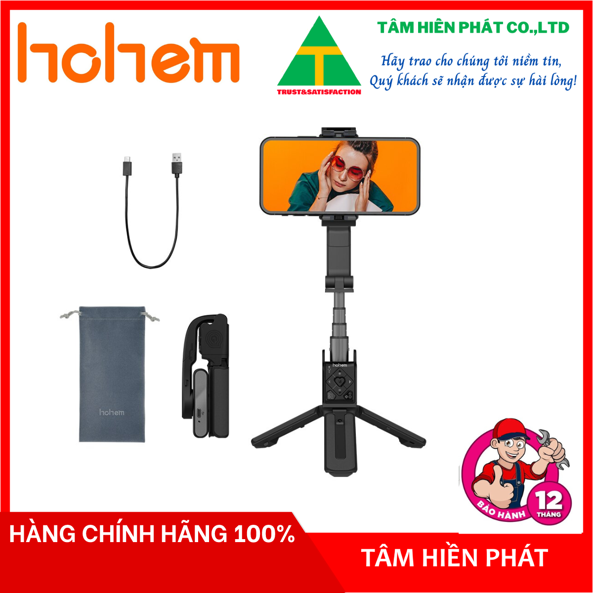 Gậy chống rung Gimbal Hohem iSteady Q - Tay cầm quay phim điện thoại theo dõi khuôn mặt và tự động cân bằng - Hàng chính hãng - Bảo hành 12 tháng