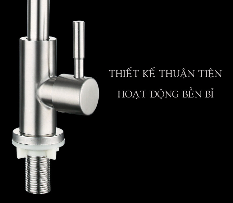 Vòi rửa chén lạnh inox 304 xoay 360 độ