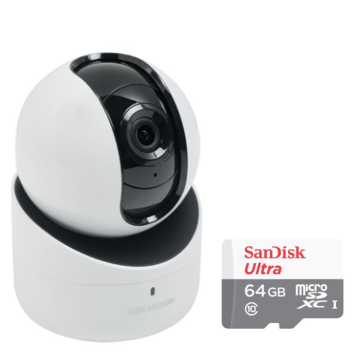 Camera IP Hồng Ngoại Không Dây DS-2CV2Q01EFD-IW Hikvision 1.0MP Và Thẻ Nhớ 64GB - Tặng Kèm Tai Nghe Bluetooth - Hàng chính hãng