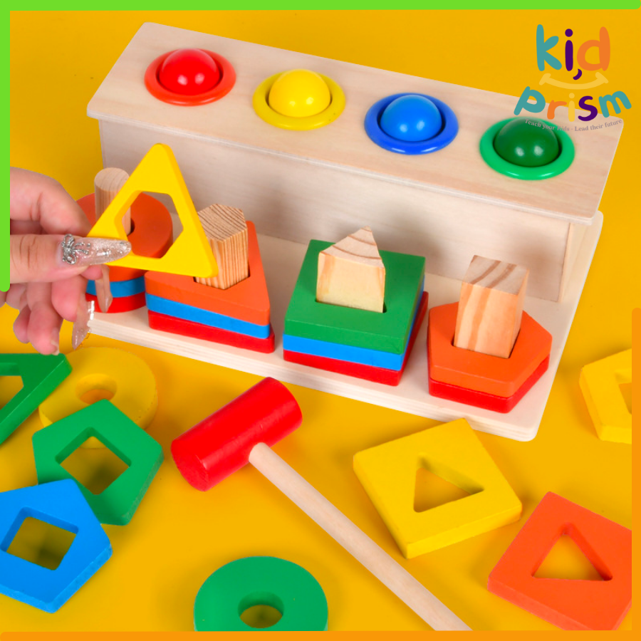 Bộ Đập Bóng và Thả Hình Khối Kết Hợp 2 in 1 cho Bé từ 18+ tháng trở lên - Giáo Cụ Montessori