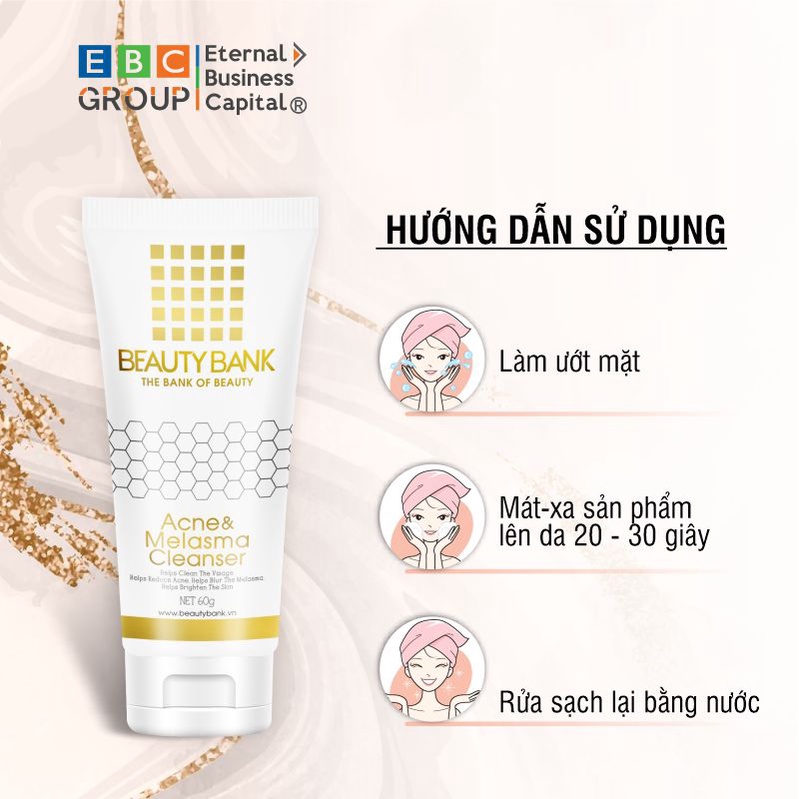 BEAUTY BANK - Sữa Rửa Mặt ACNE & MELASMA CLEANSER , giảm mụn, mờ nám, trắng da