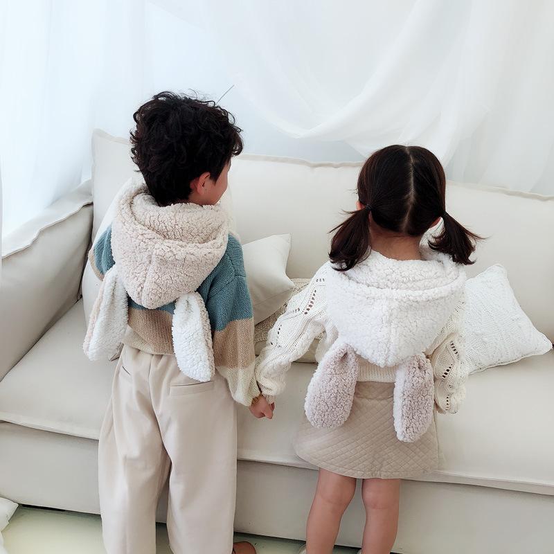 Mùa Đông Trẻ Em Thỏ Nón Đôi Tai Dài Dễ Thương Sang Trọng Ấm Cho Bé Mũ Khăn Quàng Cổ Cho Bé Trai Bé Gái Giả Thịt Cừu Len Cho Bé Boonet trẻ Em Nắp 1-5Years