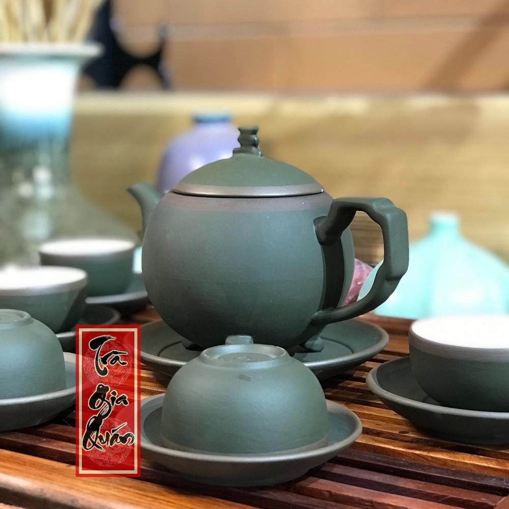 Bộ Ấm Chén Tử Sa Bát Tràng Họa Tiết Trơn Dáng Viên Châu Dung Tích 300ml AVMT 59