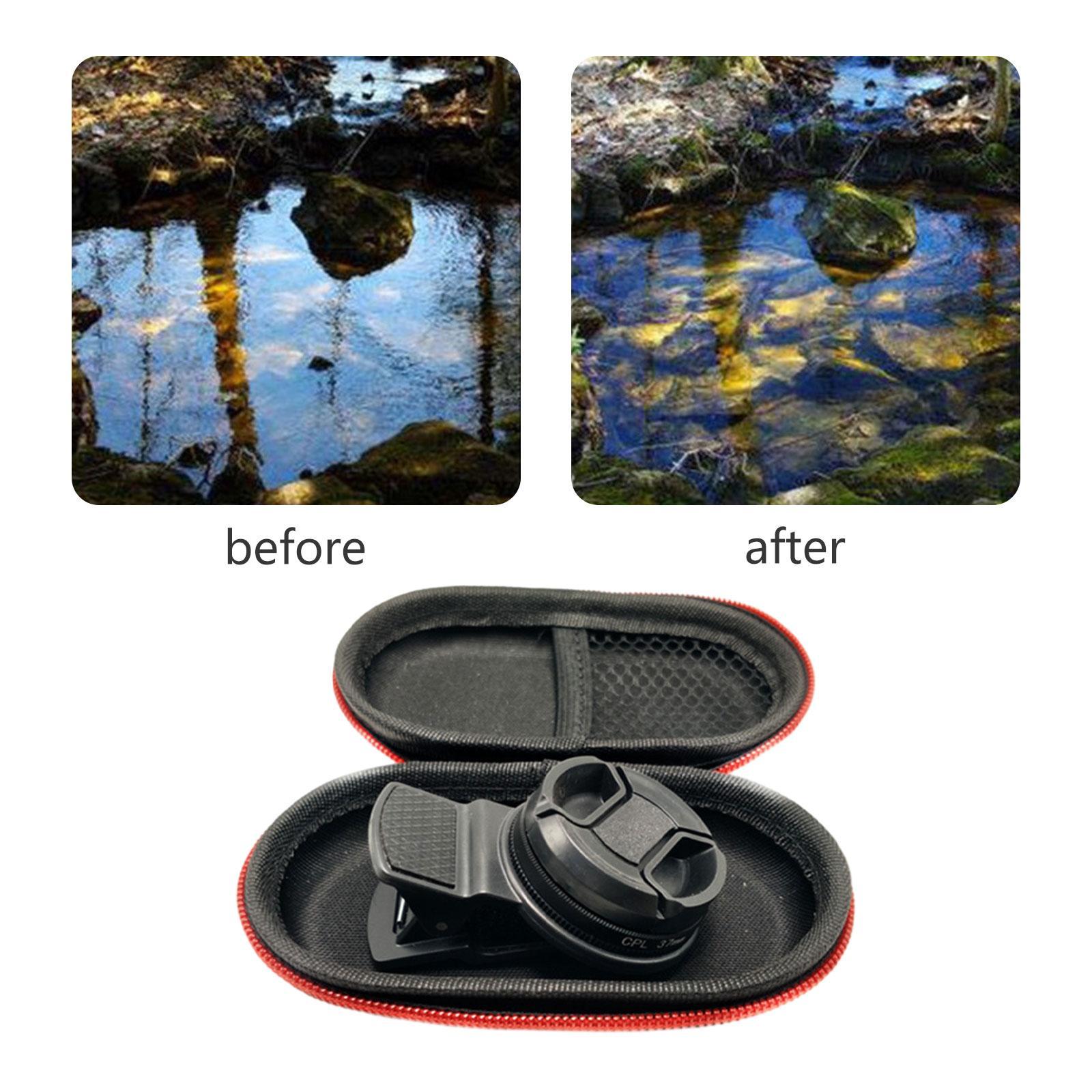 37mm CPL Phone Camera Lens Circular Polarizer Lens Filter for Most Mobilephone Clip on Cellphone CPL Filter, with Storage Bag