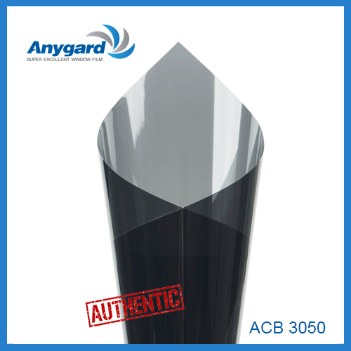 Phim cách nhiệt, chống nóng, cản tia cực tím, tia hồng ngoại : Anygard ACB 3050 - có đen xanh, độ sáng trung tính. Thuộc dòng phim phủ Carbon của nhãn hiệu Anygard.
