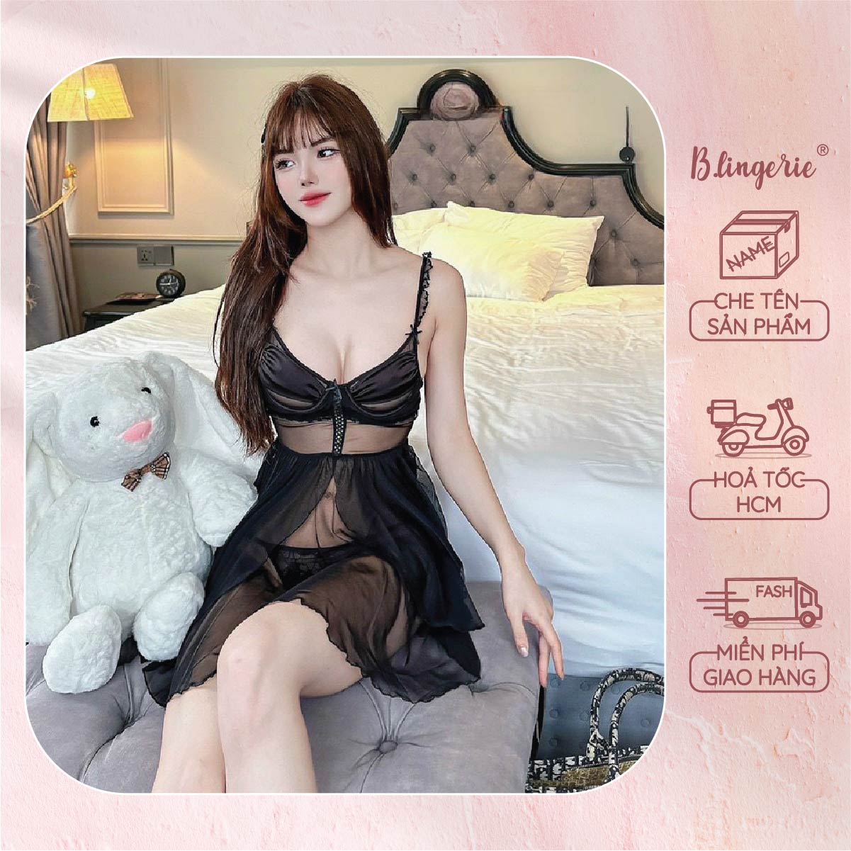 Váy Ngủ Nữ Ren Gợi Cảm (Không kèm áo choàng) - B.Lingerie