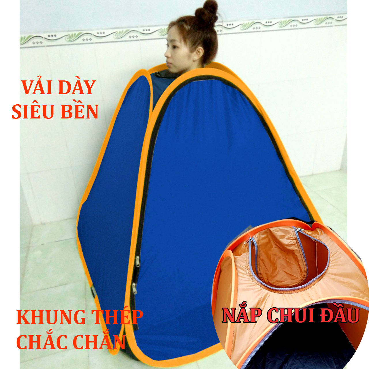 Lều xông hơi CHUI ĐẦU VẢI DÀY tự bung cao cấp