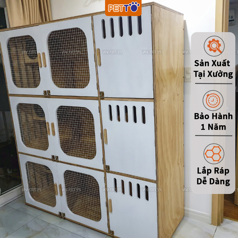 Tủ mèo - tủ nuôi mèo CAO CẤP bằng gỗ thiết kế nhiều ngăn thoáng mát có hộc hình mèo xinh xắn BẢO HÀNH 1 NĂM  CC019
