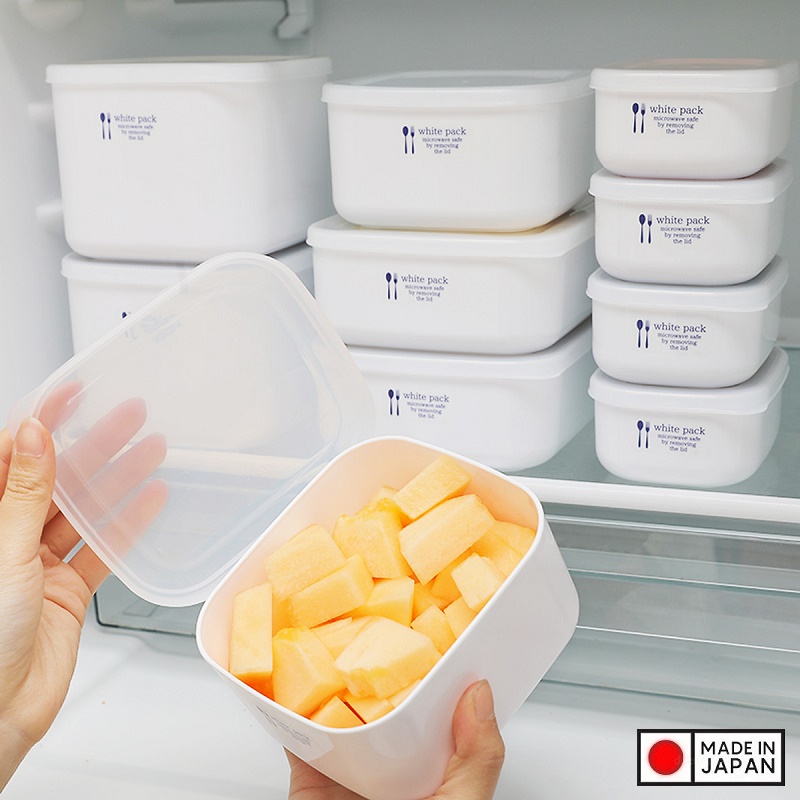 Hộp nhựa đựng thực phẩm Nakaya Nhật Bản White Pack 1L dùng trong lò vi sóng và tử đông