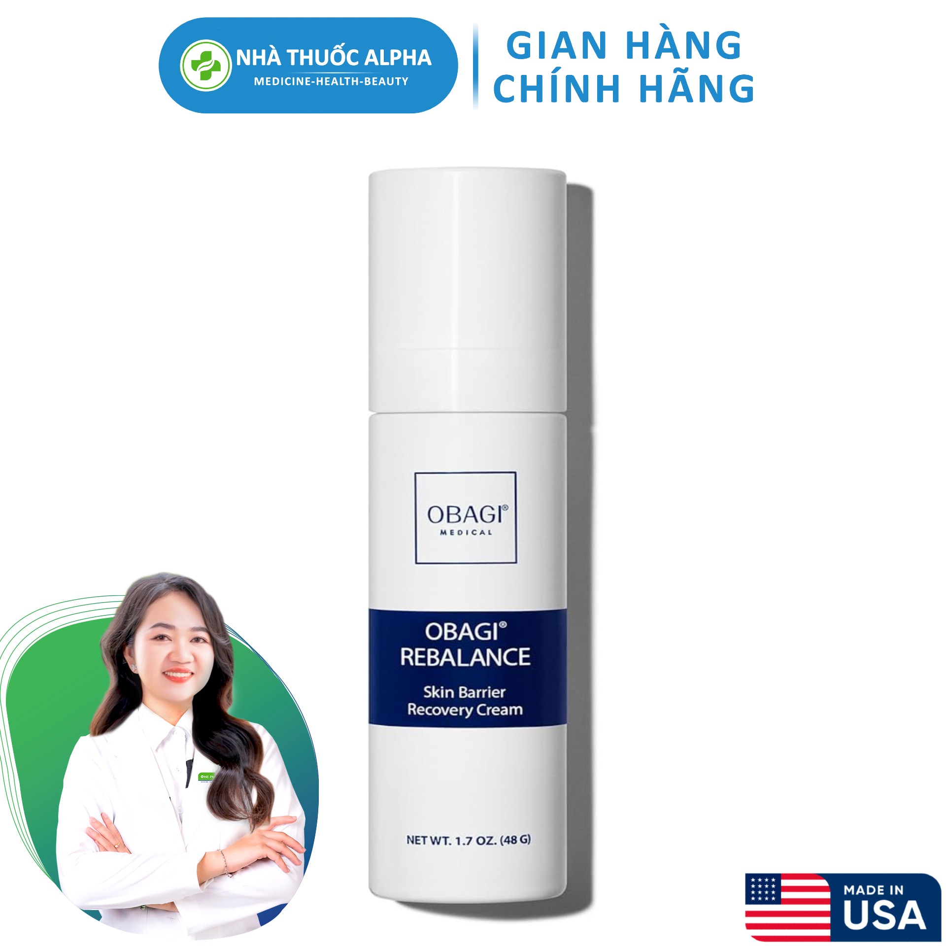 Kem dưỡng làm dịu OBAGI Medical Rebalance Skin Barrier Recovery Cream 48g