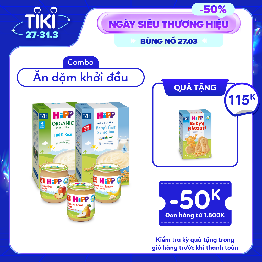 Combo ăn dặm HiPP Organic số 1: Ăn dặm khởi đầu