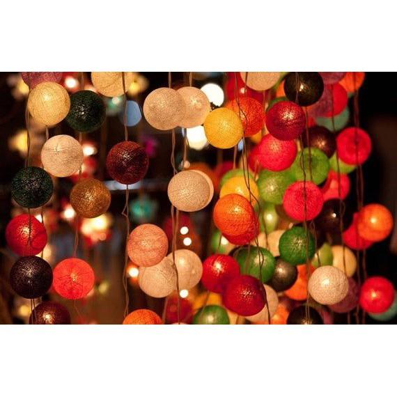 Bộ đèn led 20 bóng cầu mây Thái trang trí giáng sinh lung linh