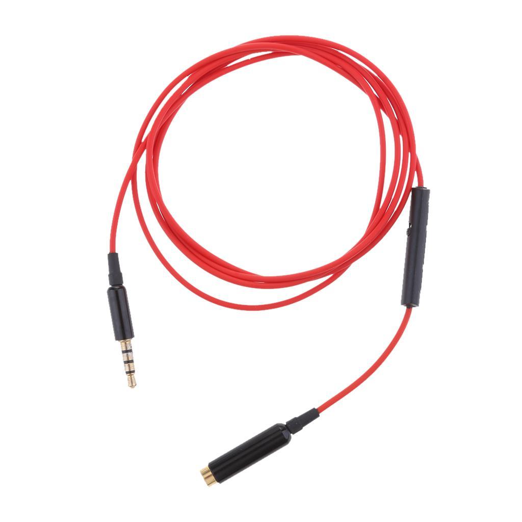 3.5mm Male to Female Stereo With Remote & Mic Audio Cable 1.2M Red