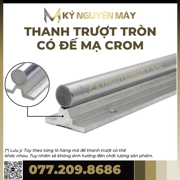 Thanh Trượt Tròn Có Đế Trục 30 , Thanh Ray Trượt Có Đế SBR30, Thanh Ray Trượt Dài 500mm, 1000mm, 1500mm