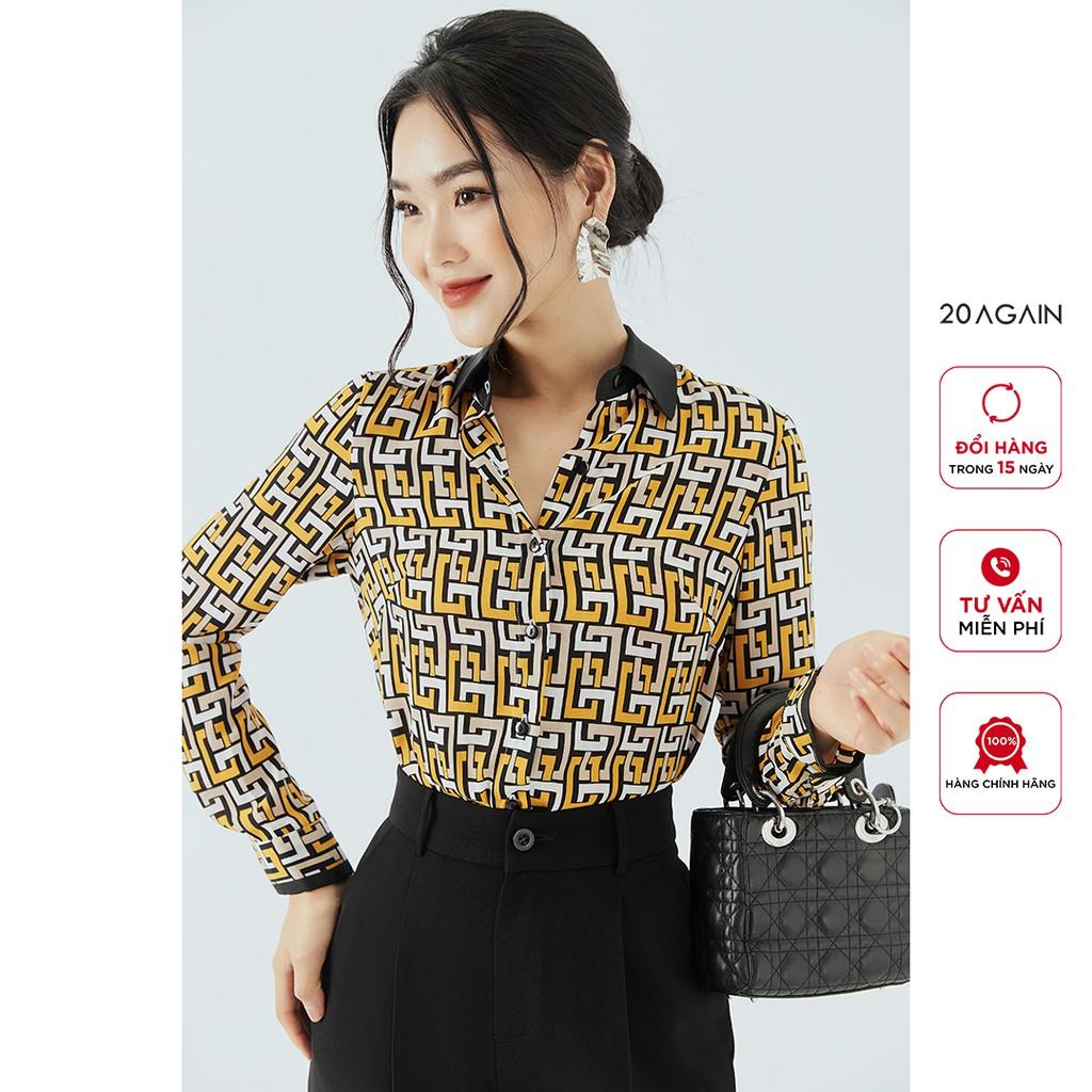 Áo sơ mi nữ dài tay cổ đức 20AGAIN, thiết kế công sở ASA1864