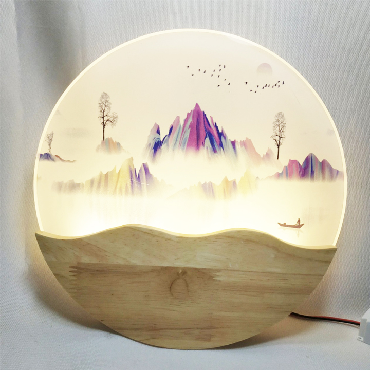 Đèn trang trí - đèn gắn tường phòng ngủ, phòng khách LED hình dãy núi 3 màu ánh sáng NATURAL LAMP