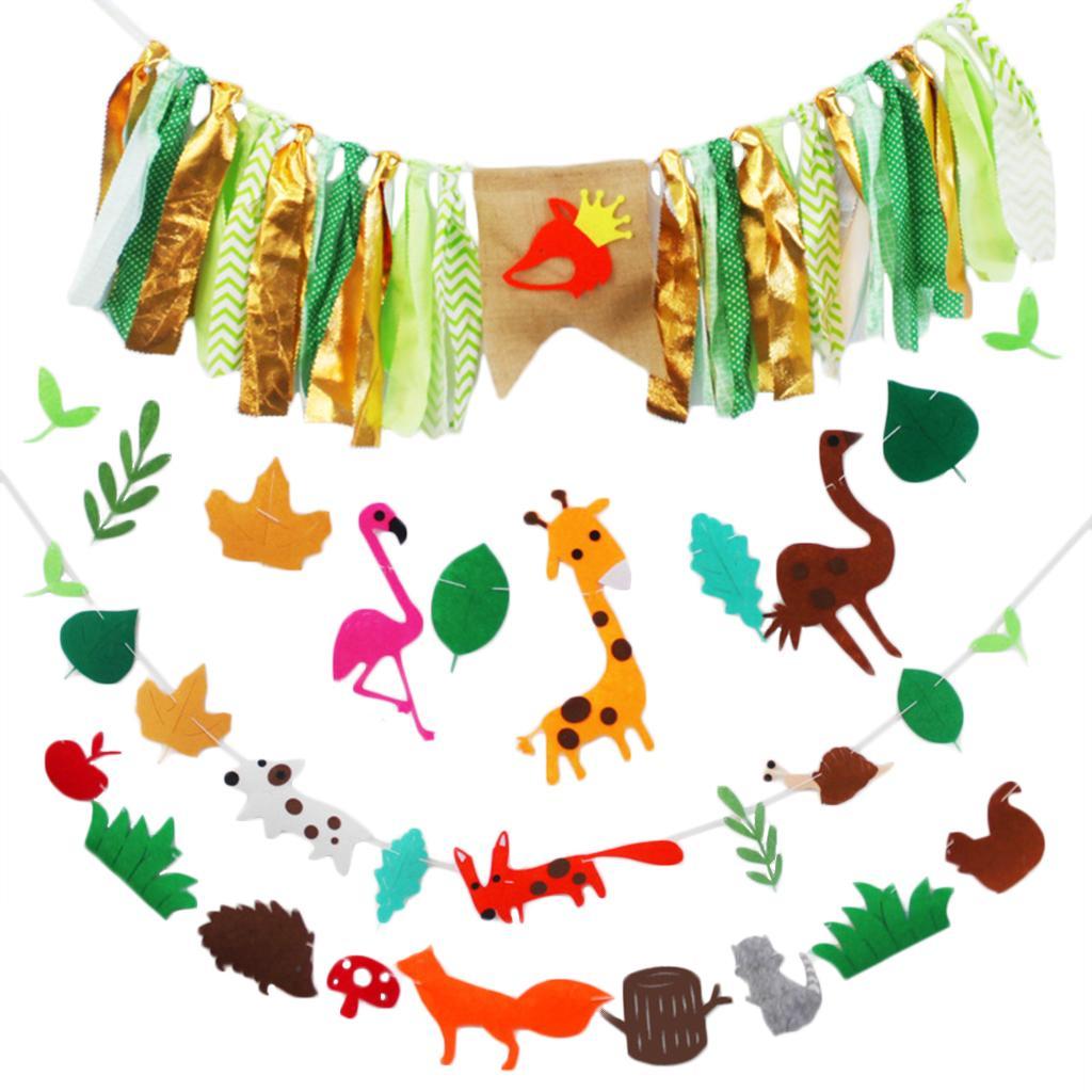 Cute Animal Bunting Banner Birthday Baby Shower Kids Room Christmas Decor