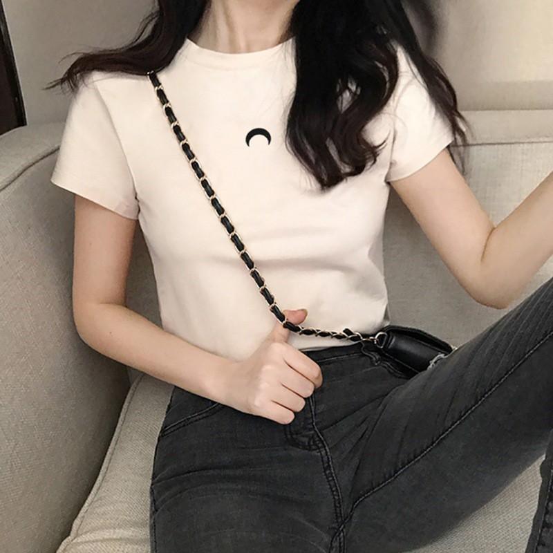 Áo Thun Ngắn Tay In Hình Đơn Giản Phong Cách Hàn Quốc