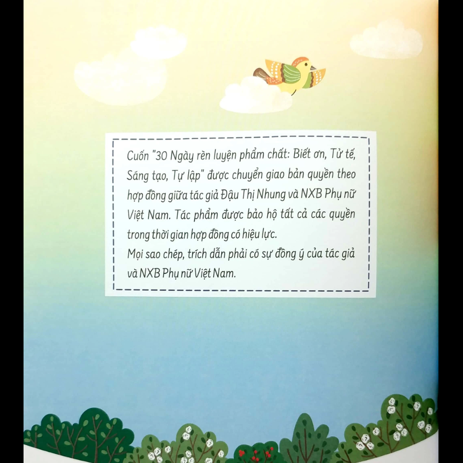 Sách 30 ngày rèn luyện phẩm chất: Biết ơn, tử tế, sáng tạo, tự lập