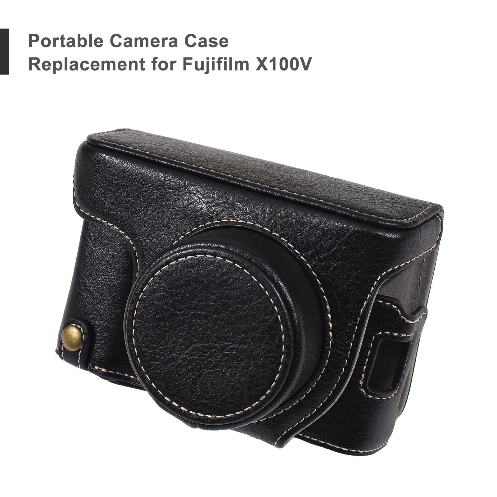Portable Camera Case Synthetic Leather Camera Carry Bag with Shoulder Strap Replacement for Fujifilm X100V/ X100F Camera