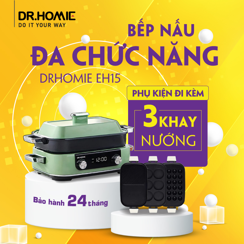 [Hàng Chính Hãng] Bếp Nấu Đa Chức Năng Công Suất Cao DrHomie EH15 - Dung Tích Lớn Với Phiên Bản Nâng Cấp