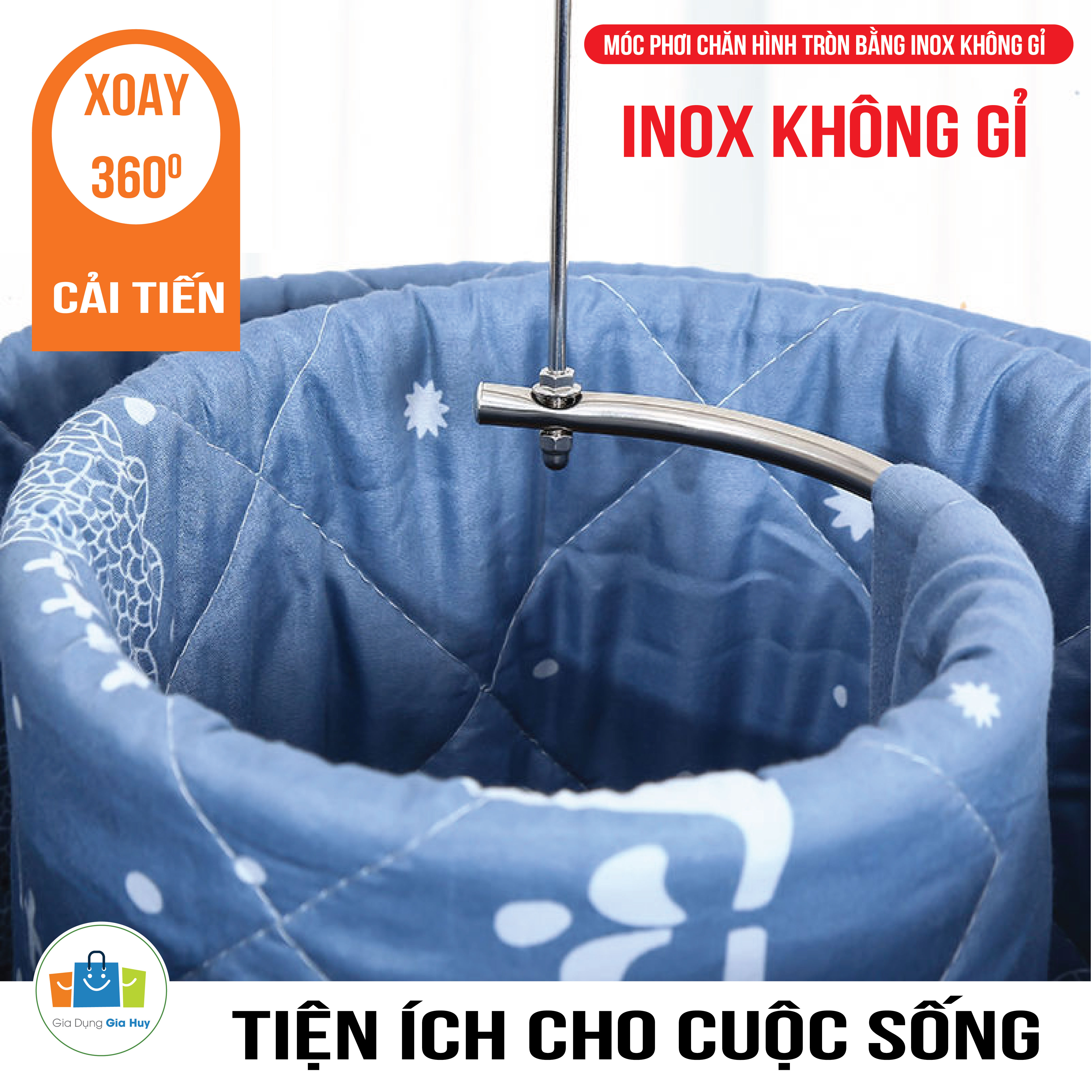 Móc phơi chăn hình tròn bằng INOX 304  không rỉ tiện lợi dang xoắn, móc treo chăn mền chịu lực cao