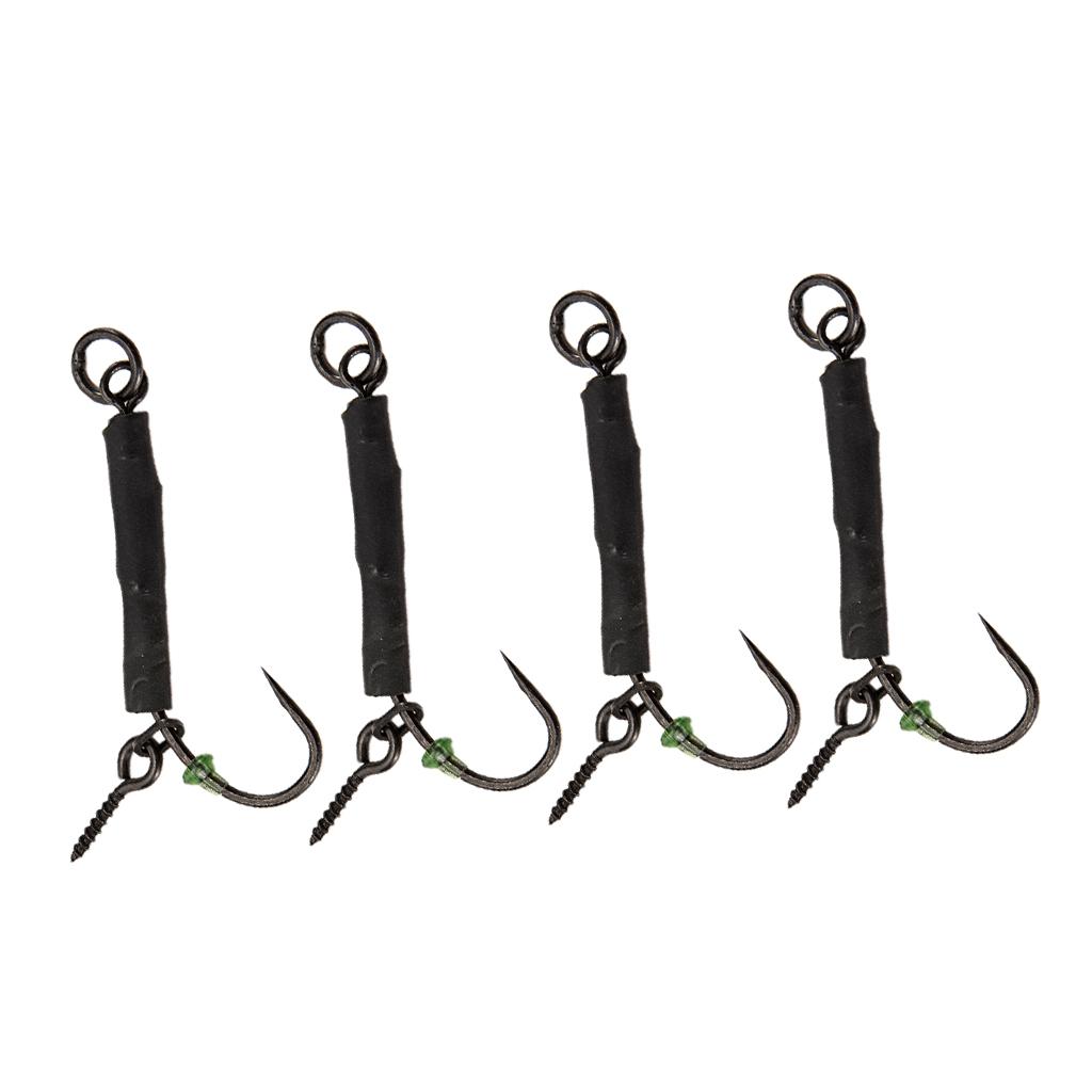 4pcs Fishing Ronnie Rigs Carp Fishing Spinner Rigs Assist Hooks 04 barbed