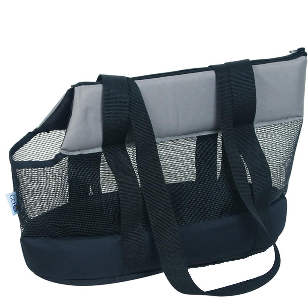 Small Pet Cats Dogs Carrier Mesh Shoulder Bag Carrying Bag Black S