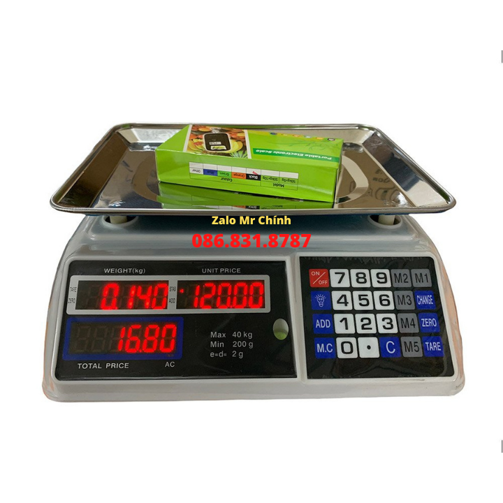 Cân Điện Tử Tích Điện, Tính Tiền Tự Động 40kg ACS723, Chức Năng Cân, Tính Tiền, Trừ Bì, 2 Mặt Hiển Thị