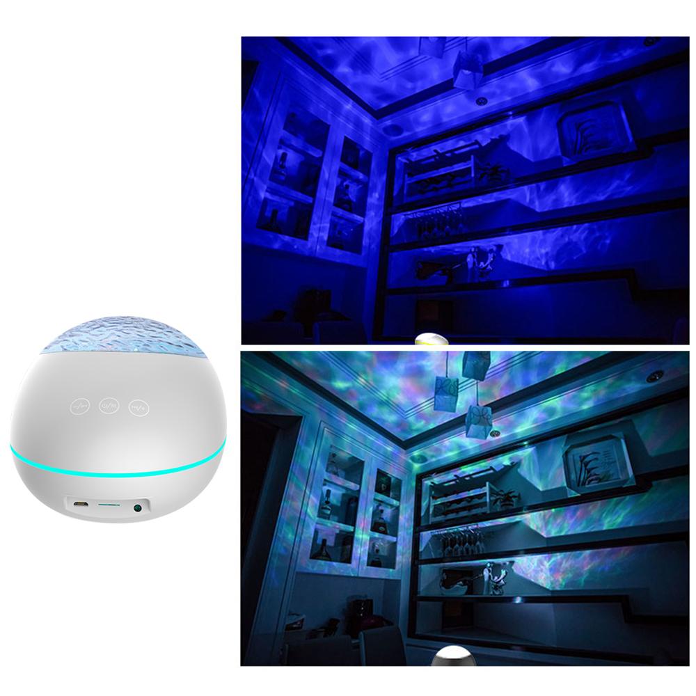 Remote Control Ocean-Wave Projector Light with 8 Lighting Modes Brightness Adjustable BT Music Speaker Machine & Support