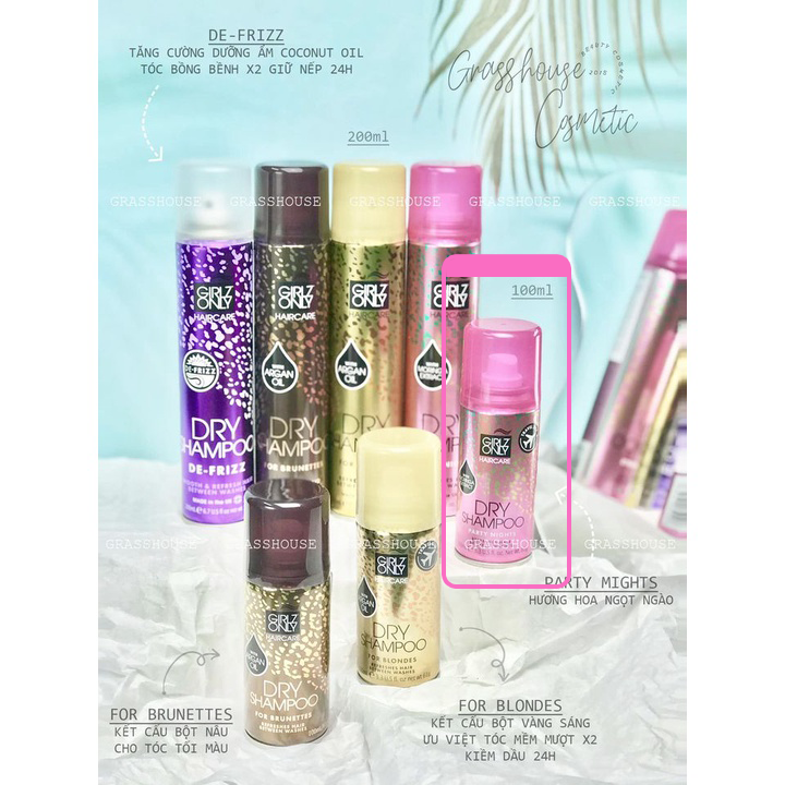 Dầu Gội Khô Girlz Only Party Nights travel size 100ml