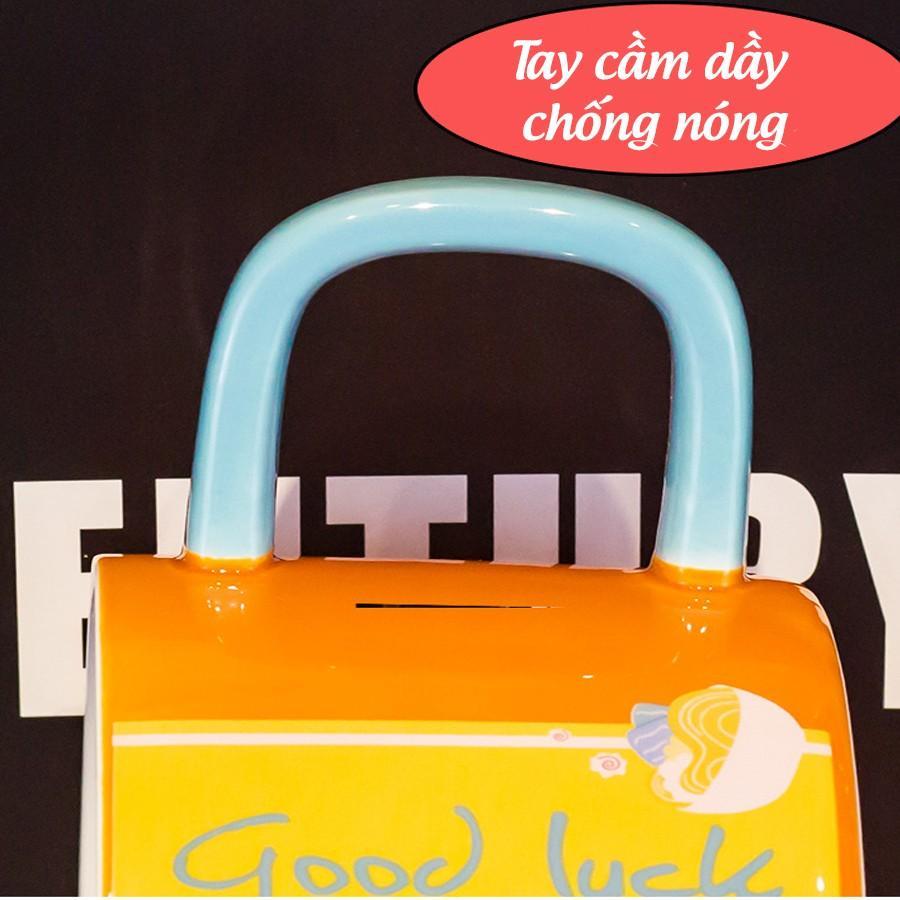 Thố Sứ Có Nắp Hình Thỏ Dễ Thương - Tô Ăn Mỳ Hoạt Hình 1000ml Tay Cầm Chống Nóng